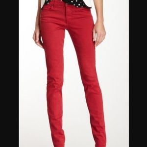 Blue Asphalt red skinny jeans
